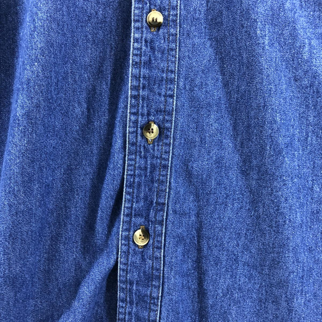Harley-Davidson long-sleeved button-down denim shirt, men's size L cotton Navy blue Vintage Second Hand