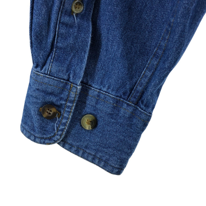 Harley-Davidson long-sleeved button-down denim shirt, men's size L cotton Navy blue Vintage Second Hand