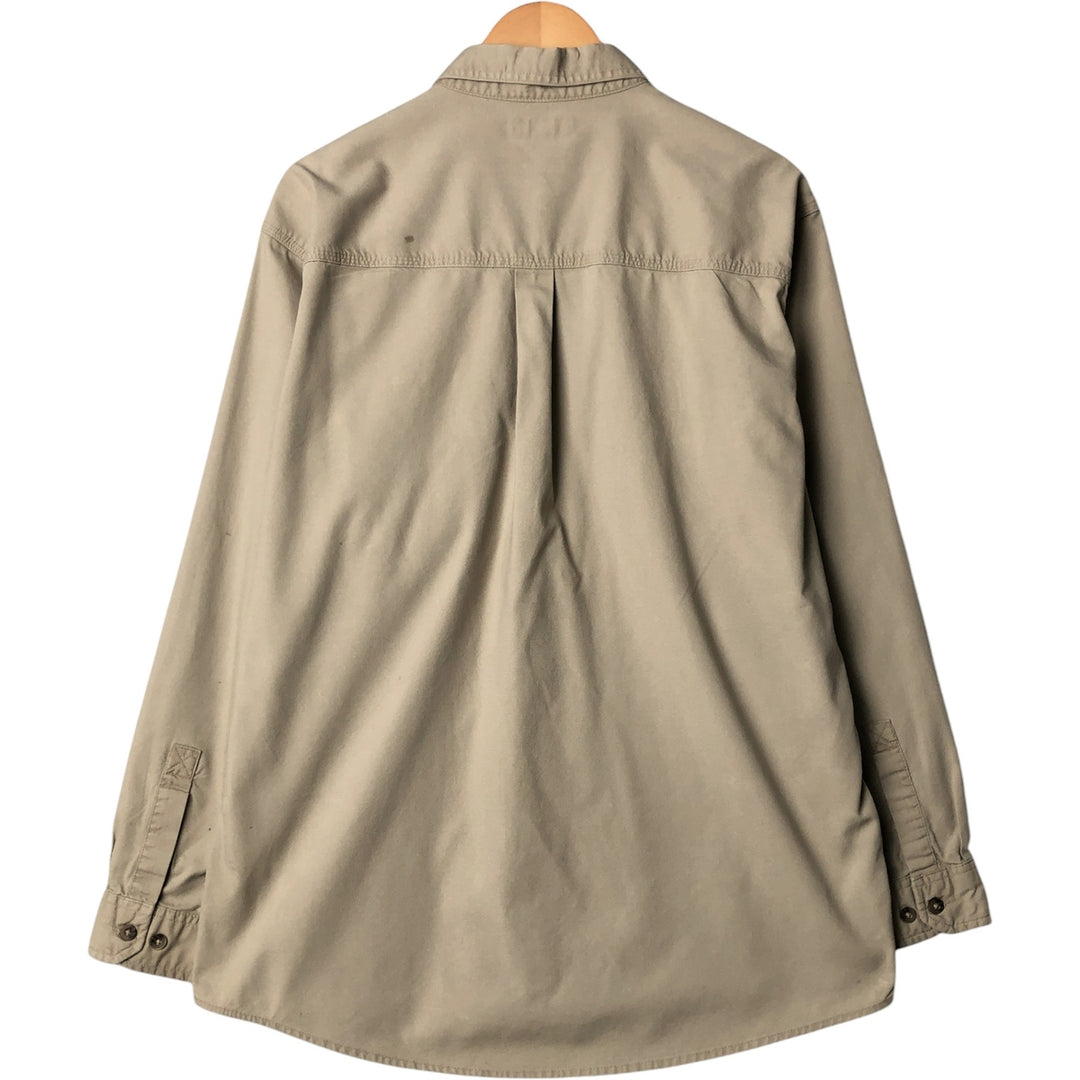 Carhartt Long Sleeve Work Shirt, Men's Size L cotton Khaki type beige Vintage Second Hand