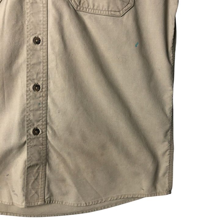 Carhartt Long Sleeve Work Shirt, Men's Size L cotton Khaki type beige Vintage Second Hand