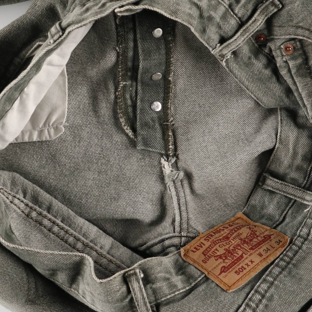 2000'S Levi's 501 Straight Denim Pants, Made in USA, Men's Size W36 cotton Khaki type Vintage Second Hand