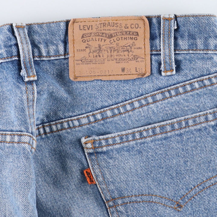 Vintage 80s-90'S Levi's 20505-0217 Orange Tab Tapered Denim Pants, Made in USA, Men's Size 34 cotton blue type Vintage Second Hand