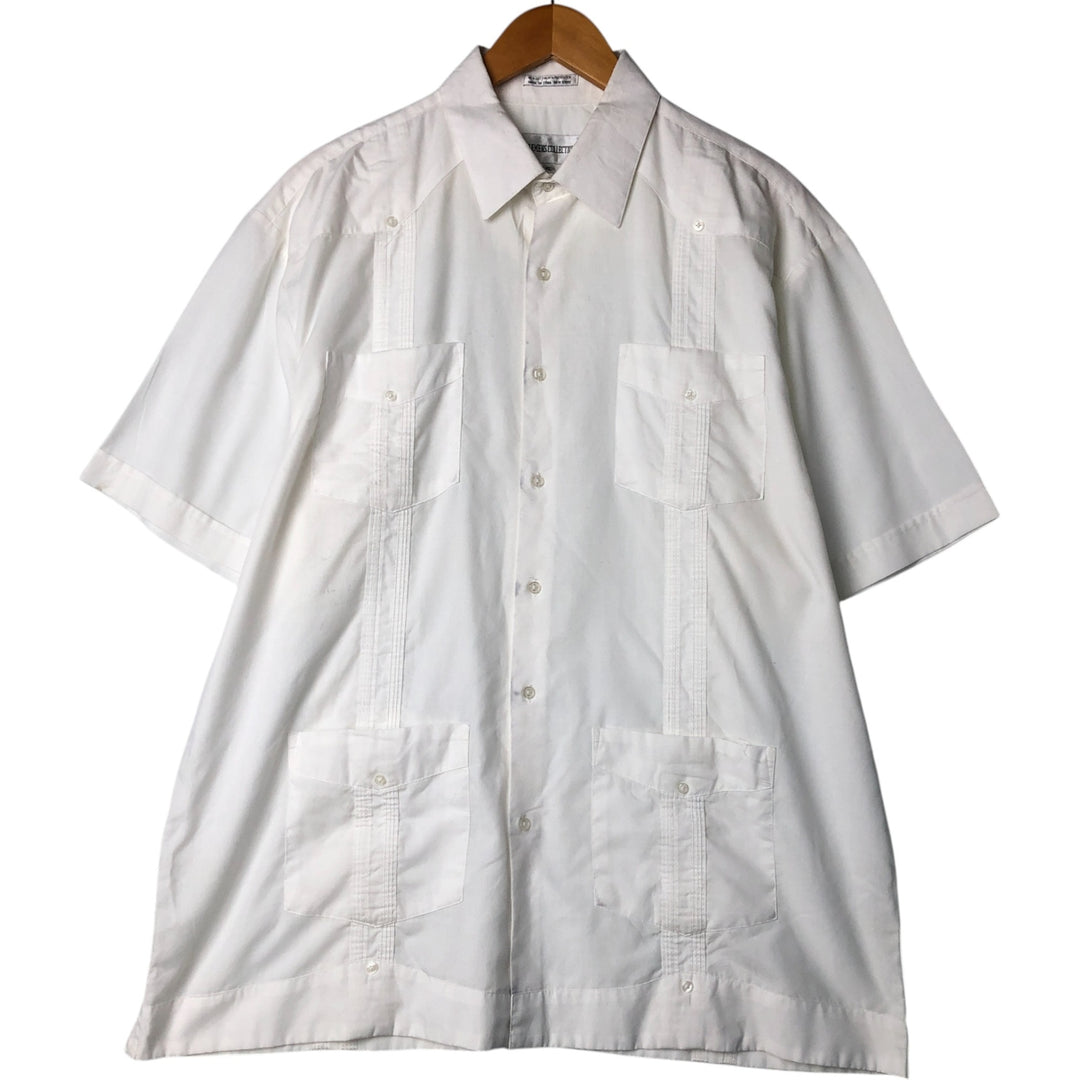 GENTLEMENS COLLECTION Short Sleeve Mexican Shirt, Cuban Shirt, Box Shirt, Men's Size XL cotton white type Vintage Second Hand