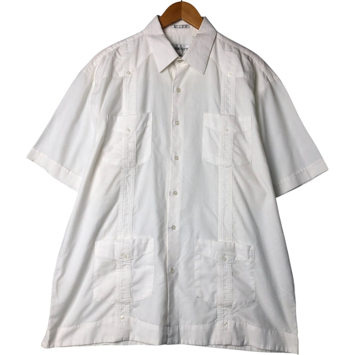 GENTLEMENS COLLECTION Short Sleeve Mexican Shirt, Cuban Shirt, Box Shirt, Men's Size XL cotton white type Vintage Second Hand