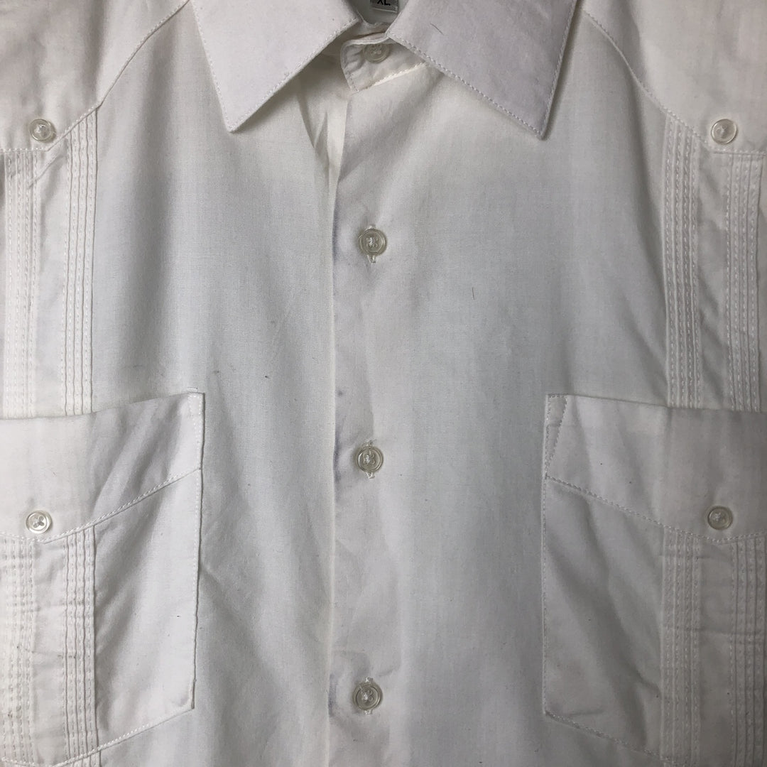 GENTLEMENS COLLECTION Short Sleeve Mexican Shirt, Cuban Shirt, Box Shirt, Men's Size XL cotton white type Vintage Second Hand