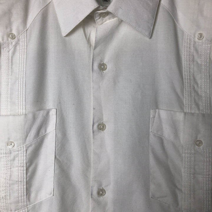 GENTLEMENS COLLECTION Short Sleeve Mexican Shirt, Cuban Shirt, Box Shirt, Men's Size XL cotton white type Vintage Second Hand