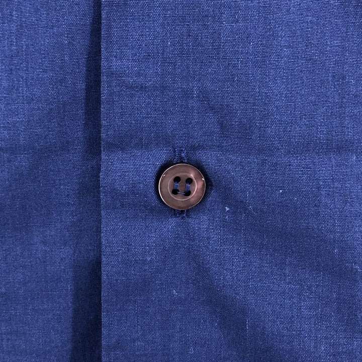 90'S Premier Short Sleeve Open Collar Mexican/Cuban Box Shirt, Men's Size XL polyester navy blue type Vintage Second Hand