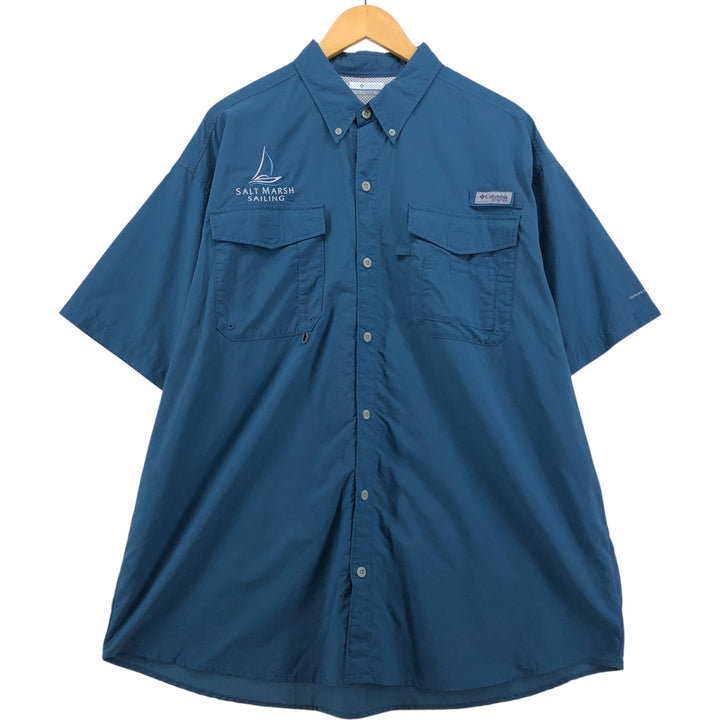 Columbia PFG OMNI-SHADE Omni-Shade Button-Down Short Sleeve Fishing Shirt, Men's XL unclear Blue type light blue Vintage Second Hand