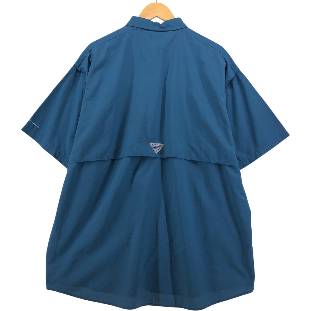 Columbia PFG OMNI-SHADE Omni-Shade Button-Down Short Sleeve Fishing Shirt, Men's XL unclear Blue type light blue Vintage Second Hand