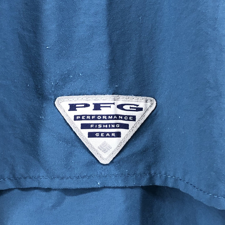 Columbia PFG OMNI-SHADE Omni-Shade Button-Down Short Sleeve Fishing Shirt, Men's XL unclear Blue type light blue Vintage Second Hand