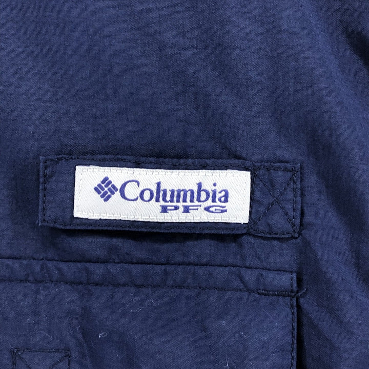 Columbia PFG Men's XL Short Sleeve Fishing Shirt, Omni-Shade Button-Down unclear navy blue type Vintage Second Hand