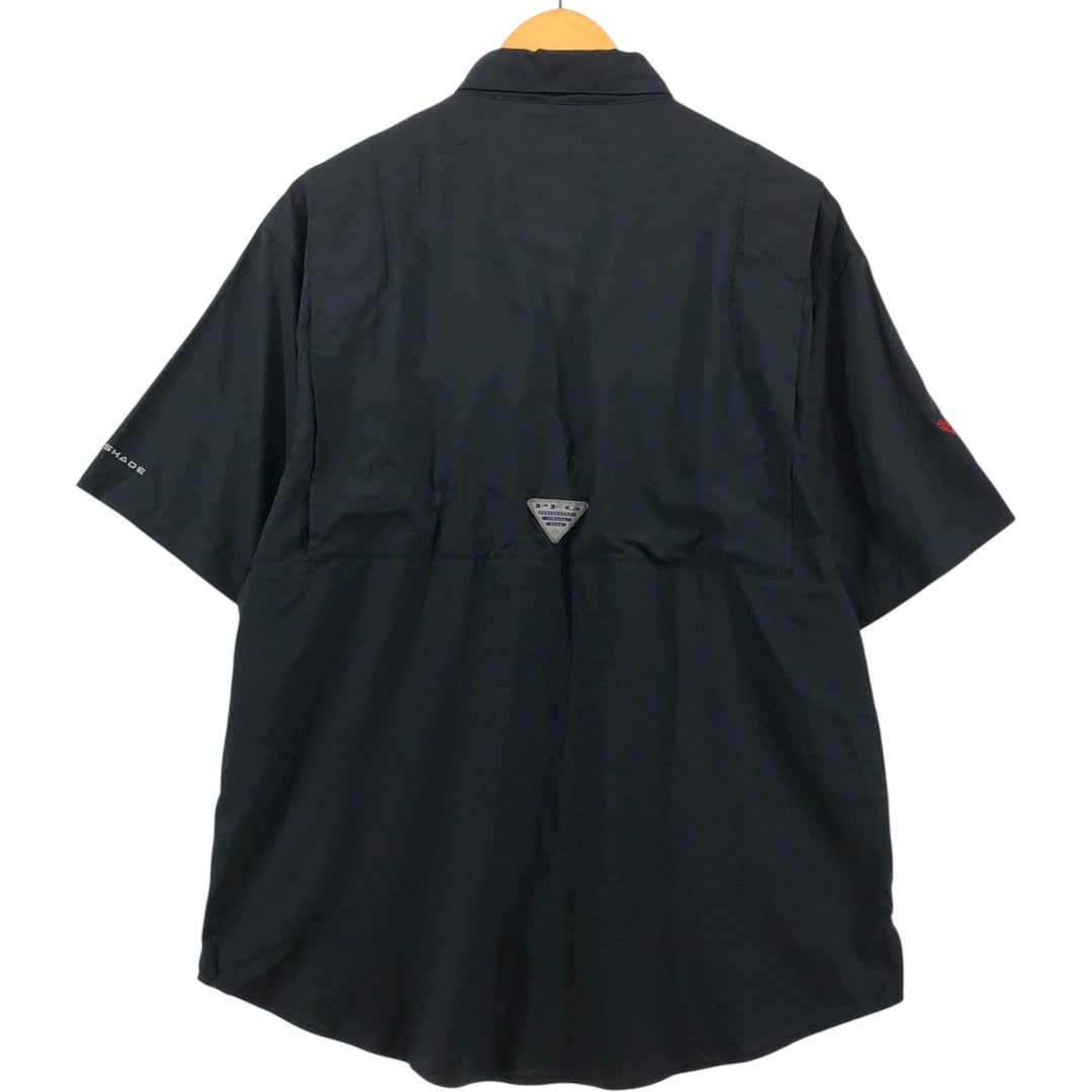 Columbia PFG TAMIAMI Omni-Shade Ripstop Button-Down Short Sleeve Fishing Shirt, Men's Size Medium polyester black type Vintage Second Hand