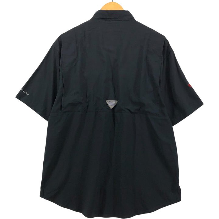 Columbia PFG TAMIAMI Omni-Shade Ripstop Button-Down Short Sleeve Fishing Shirt, Men's Size Medium polyester black type Vintage Second Hand