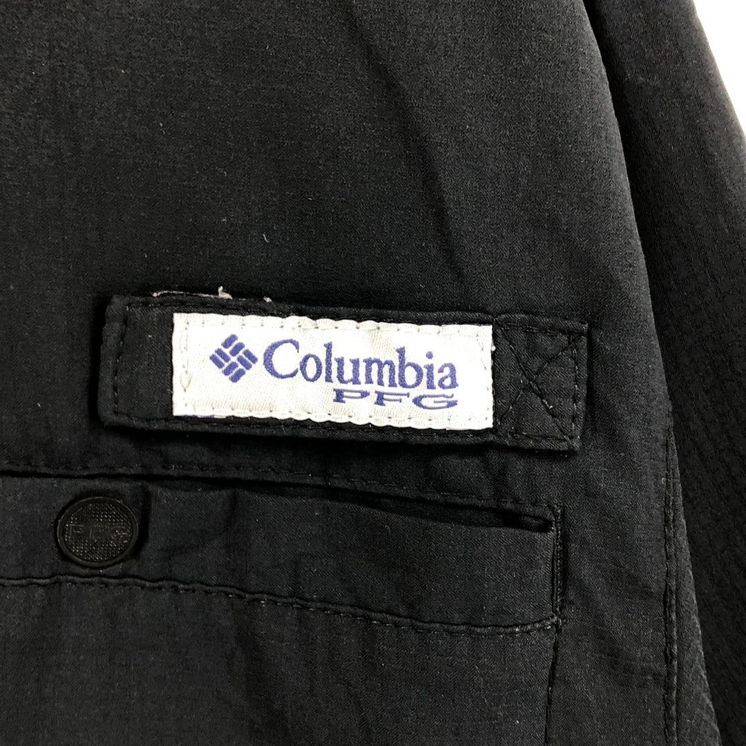 Columbia PFG TAMIAMI Omni-Shade Ripstop Button-Down Short Sleeve Fishing Shirt, Men's Size Medium polyester black type Vintage Second Hand