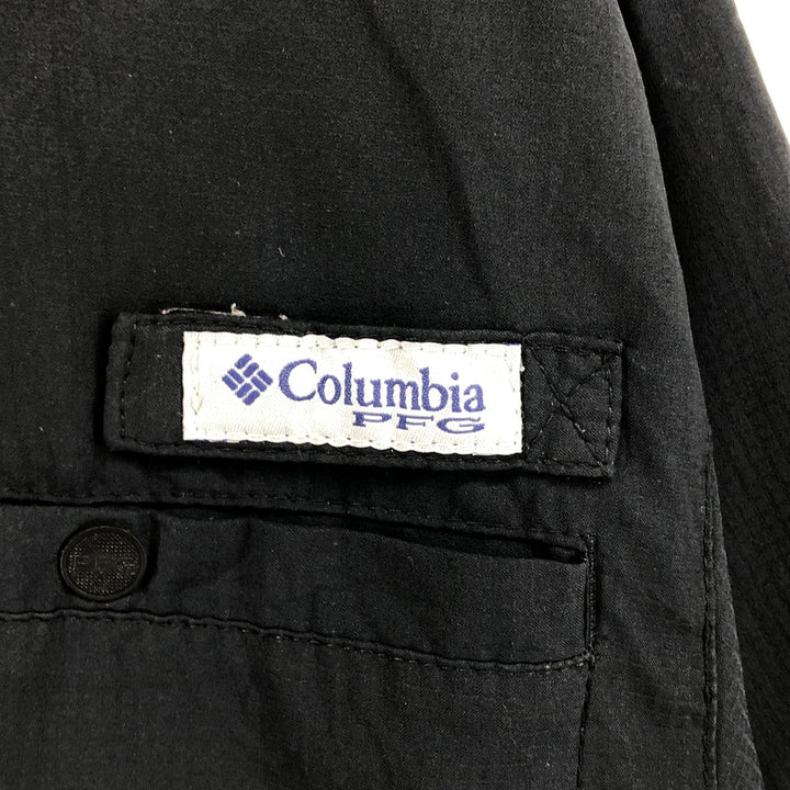 Columbia PFG TAMIAMI Omni-Shade Ripstop Button-Down Short Sleeve Fishing Shirt, Men's Size Medium polyester black type Vintage Second Hand