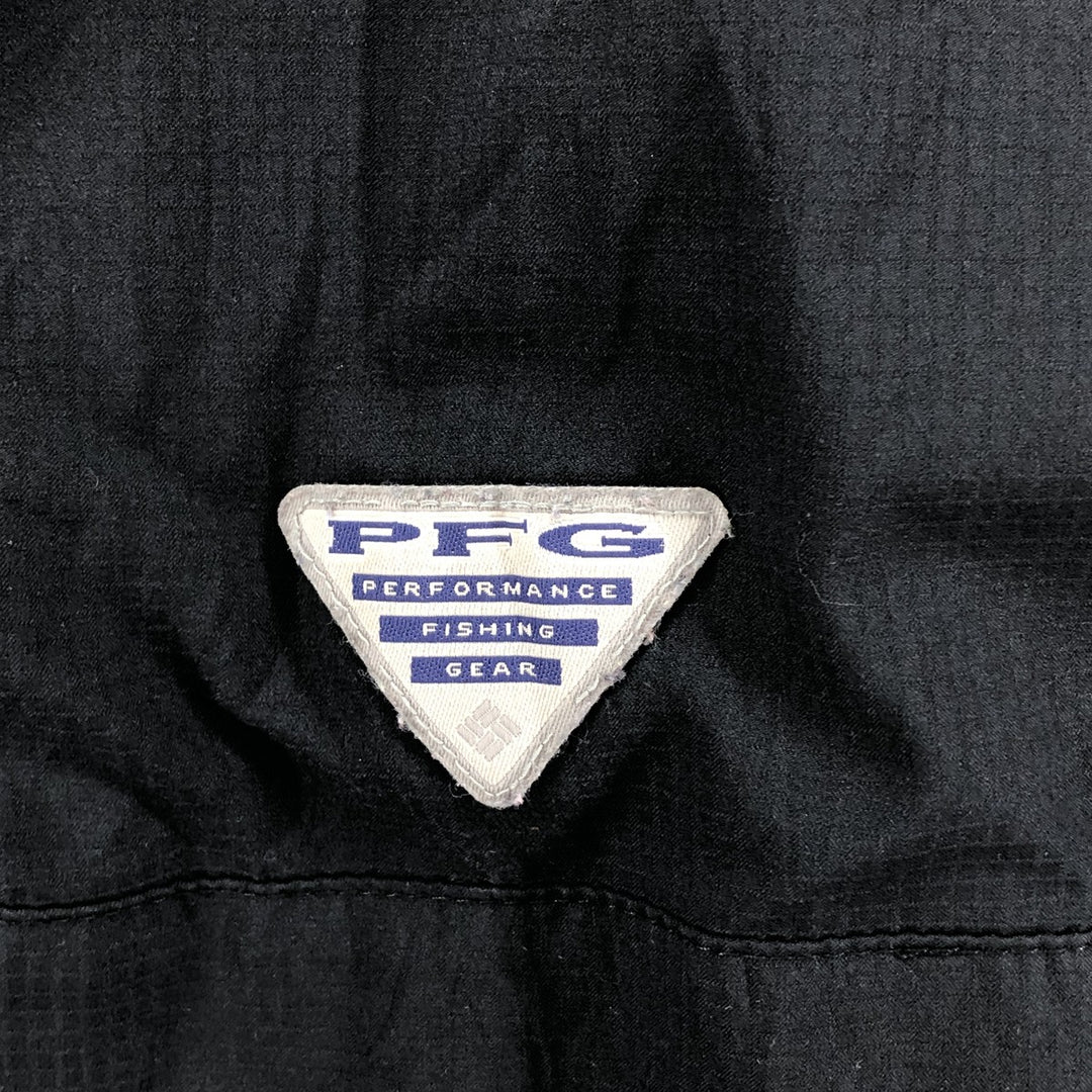 Columbia PFG TAMIAMI Omni-Shade Ripstop Button-Down Short Sleeve Fishing Shirt, Men's Size Medium polyester black type Vintage Second Hand
