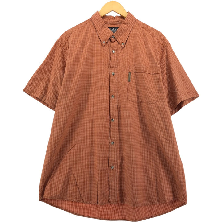 Columbia XCO Short Sleeve Button-Down Check Shirt, Men's XL cotton orange type Vintage Second Hand