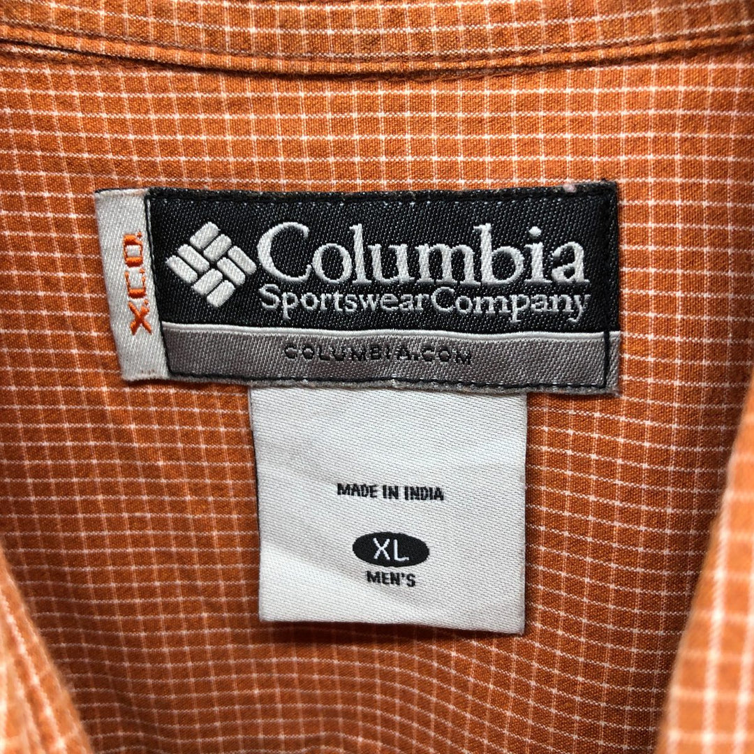 Columbia XCO Short Sleeve Button-Down Check Shirt, Men's XL cotton orange type Vintage Second Hand