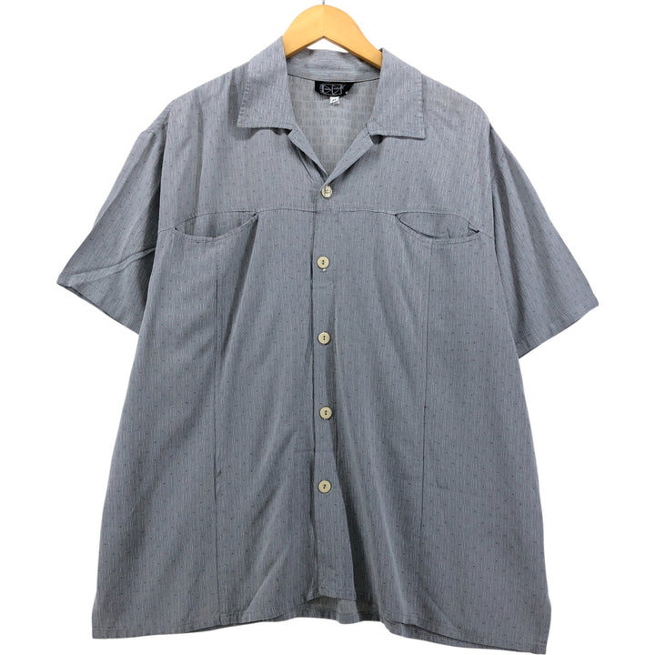 BBK All-Over Print Short Sleeve Open Collar Polyester Box Shirt, Made in USA, Men's XL polyester gray type Vintage Second Hand