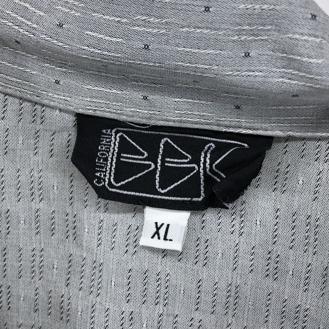 BBK All-Over Print Short Sleeve Open Collar Polyester Box Shirt, Made in USA, Men's XL polyester gray type Vintage Second Hand