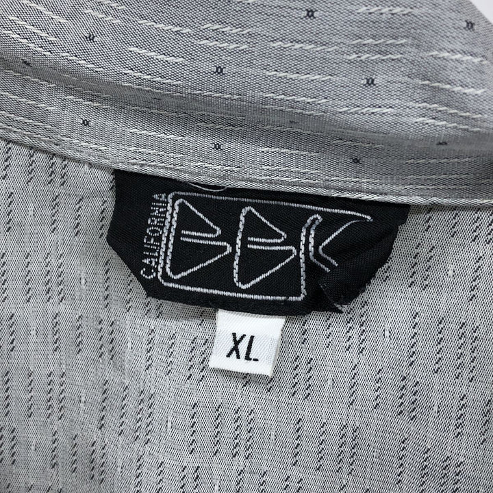 BBK All-Over Print Short Sleeve Open Collar Polyester Box Shirt, Made in USA, Men's XL polyester gray type Vintage Second Hand