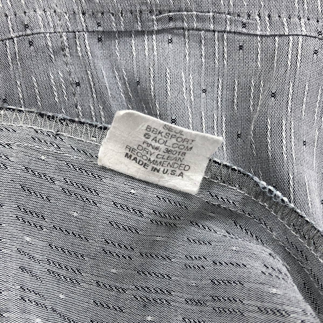 BBK All-Over Print Short Sleeve Open Collar Polyester Box Shirt, Made in USA, Men's XL polyester gray type Vintage Second Hand