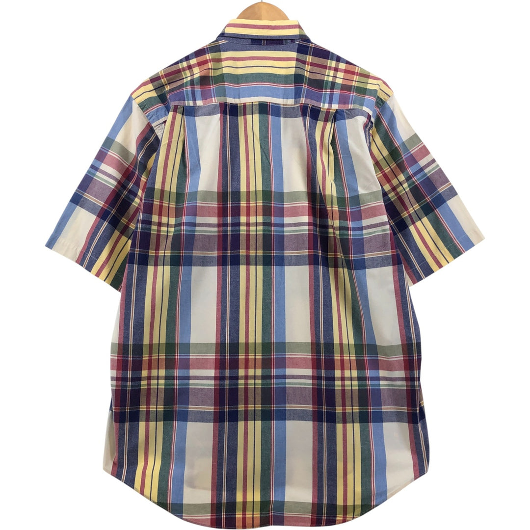 90'S Vintage Nautica Short Sleeve Cotton Check Shirt, Men's Size Medium cotton Beige type Vintage Second Hand