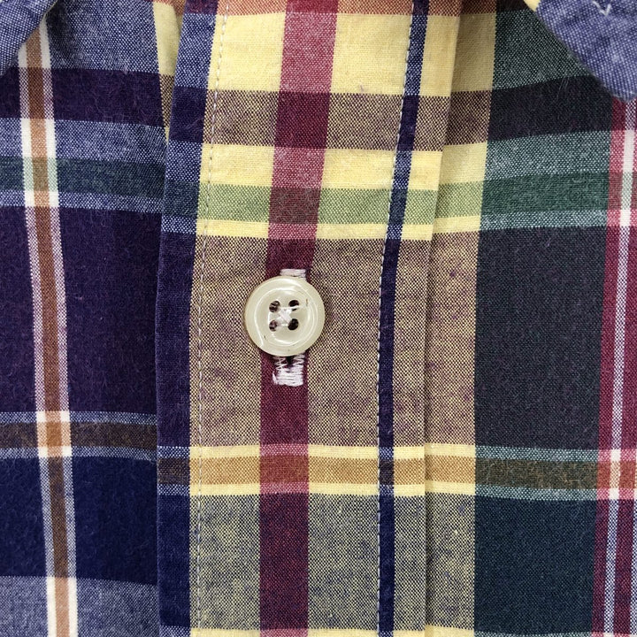 90'S Vintage Nautica Short Sleeve Cotton Check Shirt, Men's Size Medium cotton Beige type Vintage Second Hand