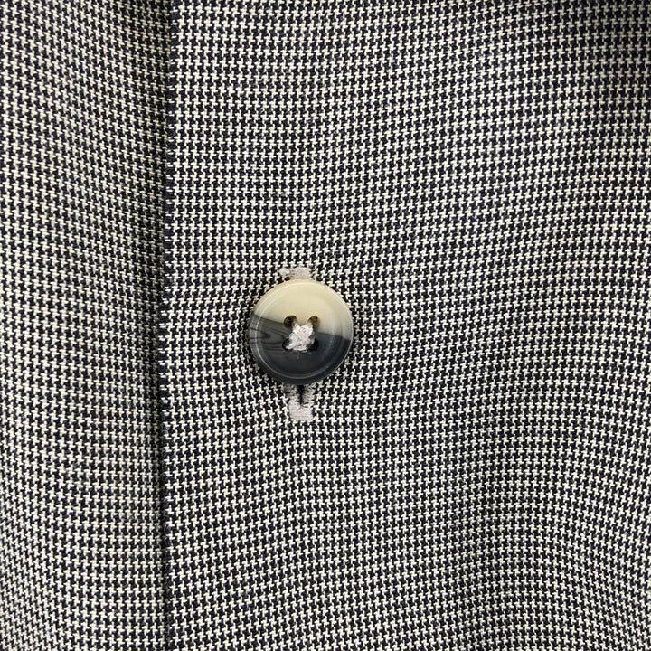 BRUNO SUEDED Houndstooth Pattern Short Sleeve Polyester and Rayon Box Shirt, Men's Size XL Rayon Charcoal Vintage Second Hand