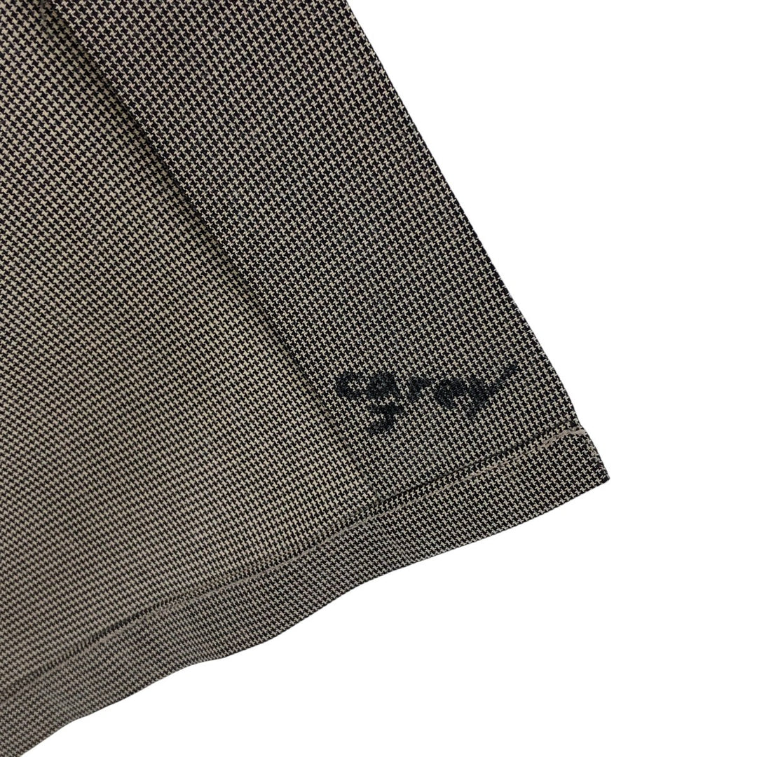 BRUNO SUEDED Houndstooth Pattern Short Sleeve Polyester and Rayon Box Shirt, Men's Size XL Rayon Charcoal Vintage Second Hand