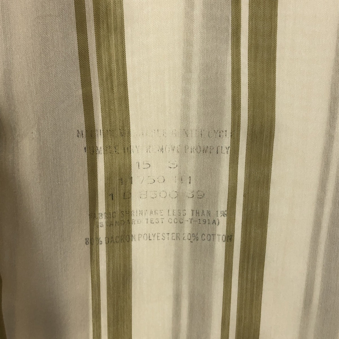 Van Heusen Hampshire House Stripe Pattern Short Sleeve Polyester Shirt, Men's Size Medium polyester Beige type Vintage Second Hand