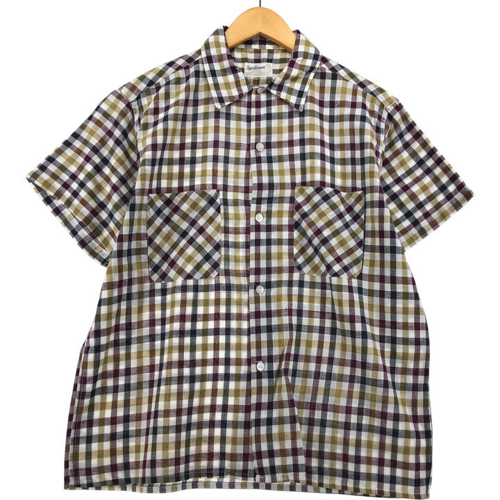 Vintage 1970'S Sportswear Short Sleeve Cotton Check Box Shirt, Men's Size Medium cotton white type Vintage Second Hand