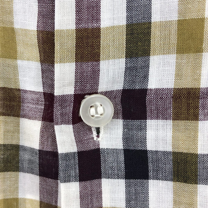 Vintage 1970'S Sportswear Short Sleeve Cotton Check Box Shirt, Men's Size Medium cotton white type Vintage Second Hand