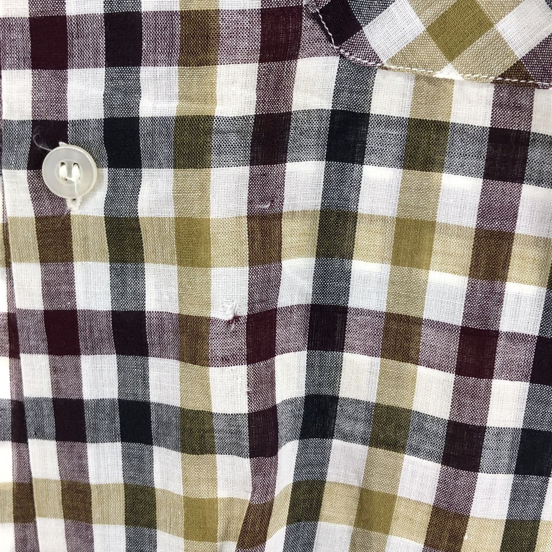 Vintage 1970'S Sportswear Short Sleeve Cotton Check Box Shirt, Men's Size Medium cotton white type Vintage Second Hand