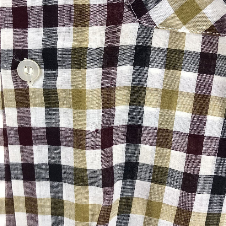 Vintage 1970'S Sportswear Short Sleeve Cotton Check Box Shirt, Men's Size Medium cotton white type Vintage Second Hand