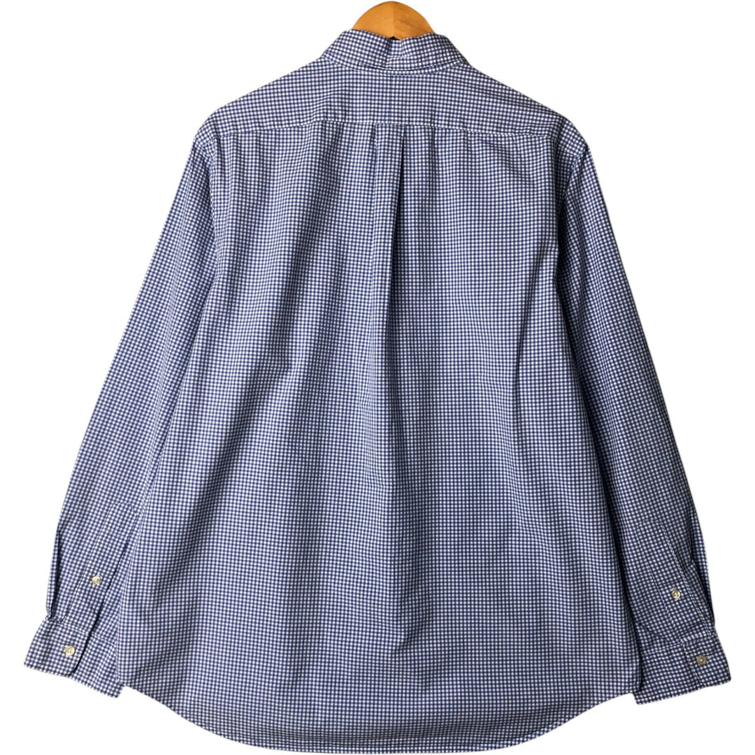 Ralph Lauren Gingham Check Long Sleeve Button-Down Check Shirt Men's XL cotton Blue type light blue Vintage Second Hand