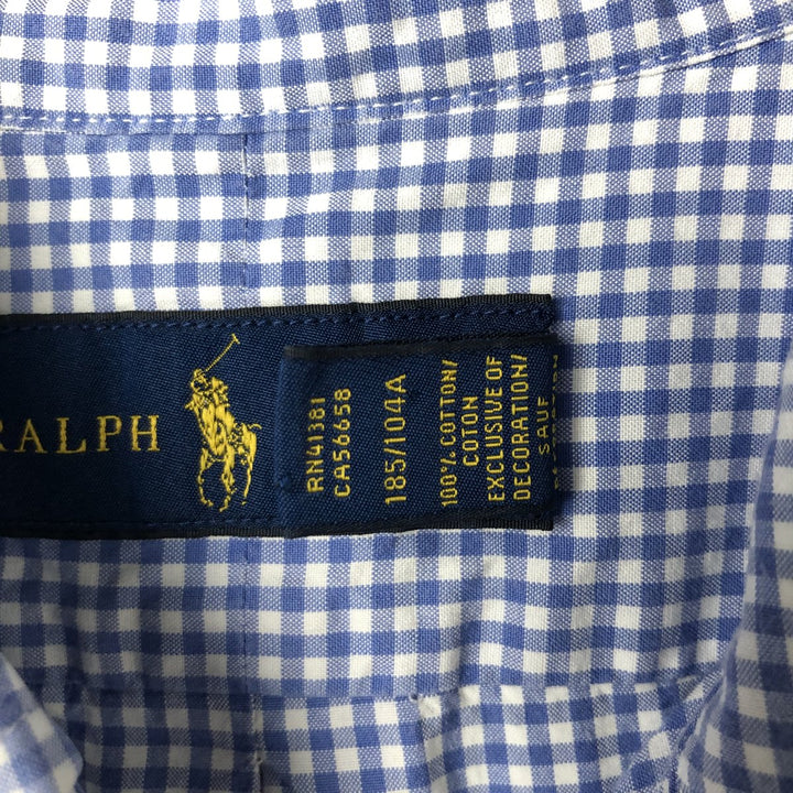 Ralph Lauren Gingham Check Long Sleeve Button-Down Check Shirt Men's XL cotton Blue type light blue Vintage Second Hand