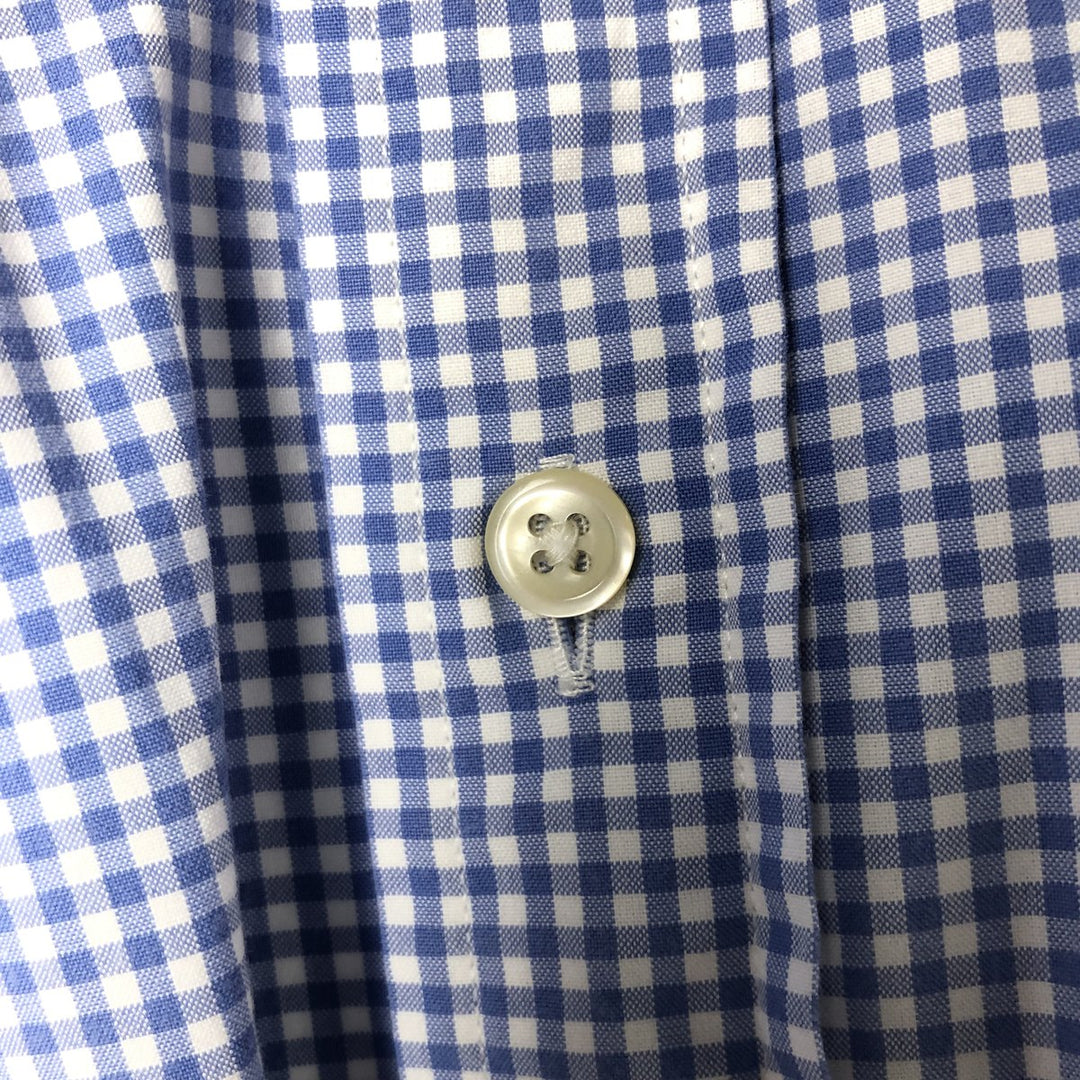 Ralph Lauren Gingham Check Long Sleeve Button-Down Check Shirt Men's XL cotton Blue type light blue Vintage Second Hand