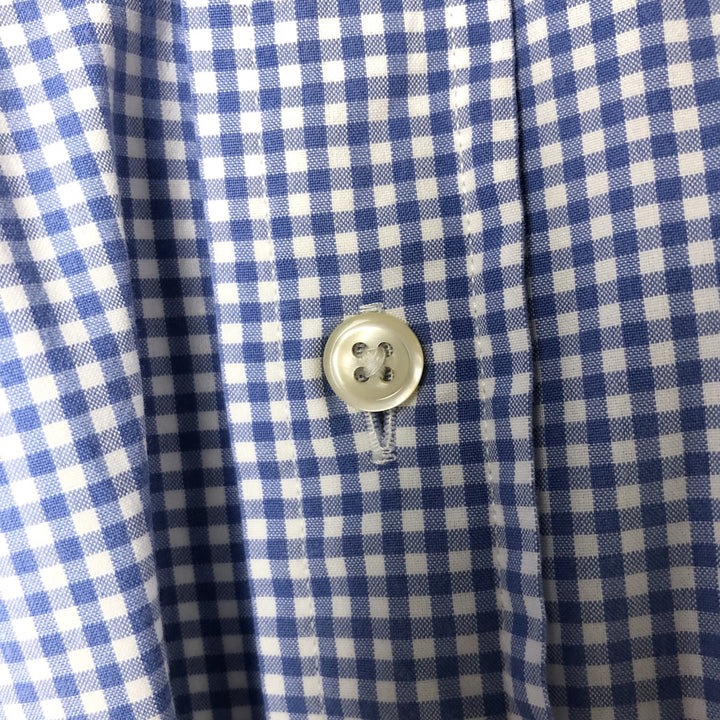 Ralph Lauren Gingham Check Long Sleeve Button-Down Check Shirt Men's XL cotton Blue type light blue Vintage Second Hand