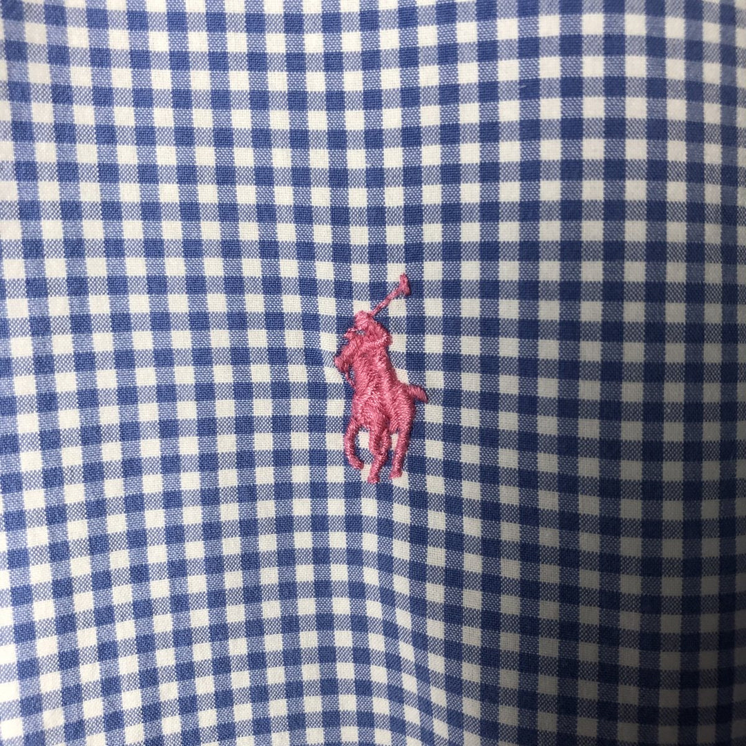 Ralph Lauren Gingham Check Long Sleeve Button-Down Check Shirt Men's XL cotton Blue type light blue Vintage Second Hand