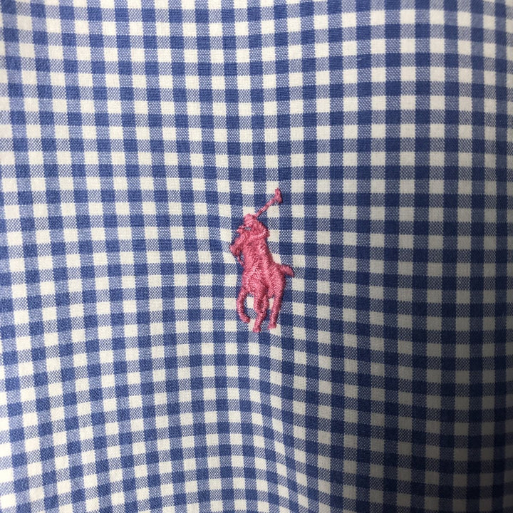 Ralph Lauren Gingham Check Long Sleeve Button-Down Check Shirt Men's XL cotton Blue type light blue Vintage Second Hand