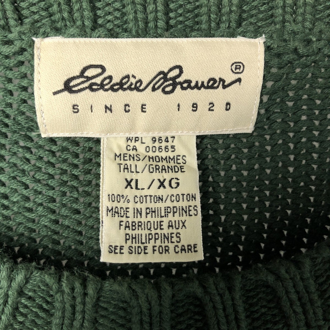 Eddie Bauer Cotton Knit Sweater, Men's XL cotton green type Vintage Second Hand