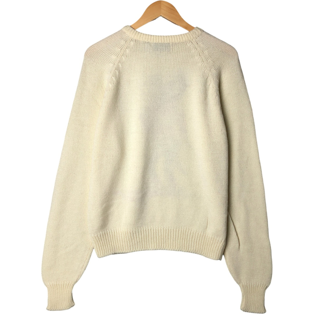 Vintage 1970'S McGREGOR all-over ski pattern acrylic knit sweater, size M, men's acrylic pale white type Vintage Second Hand