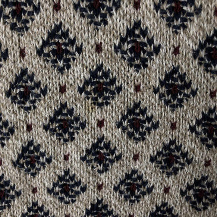 LIBERTY SWEATERS All-Over Print Cotton Knit Sweater, Made in USA, Men's Size XL cotton Beige type Vintage Second Hand