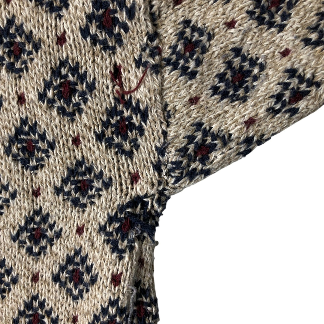 LIBERTY SWEATERS All-Over Print Cotton Knit Sweater, Made in USA, Men's Size XL cotton Beige type Vintage Second Hand