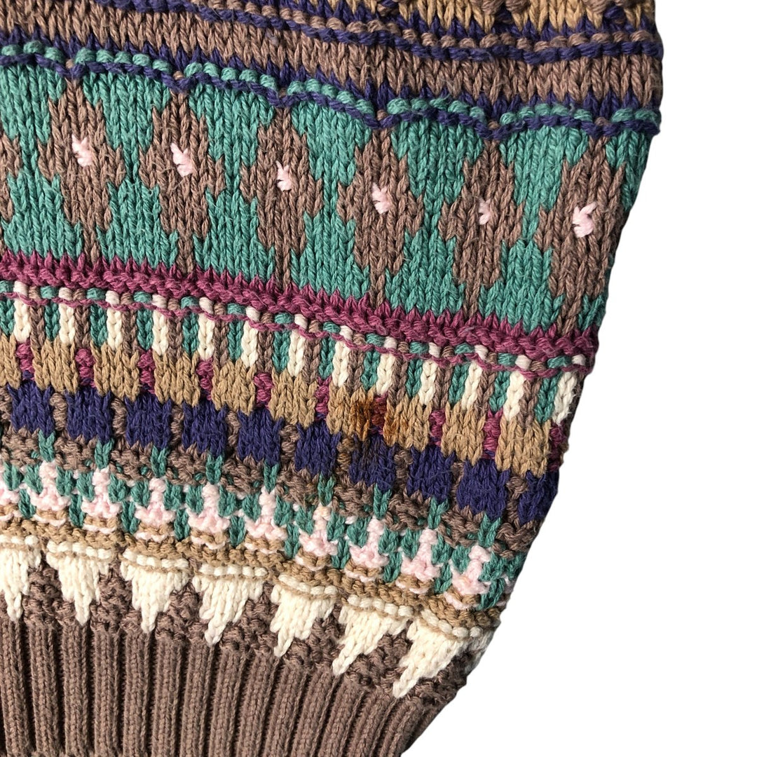Vintage 90'S JOS.A.BANK Fair Isle Pattern Cotton Knit Sweater, Made in USA, Men's Size L cotton Beige type Vintage Second Hand