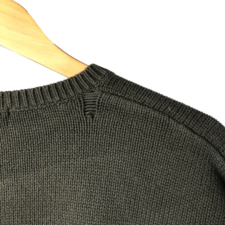 IZOD Striped Pattern Cotton Knit Sweater, Men's Size L cotton Khaki type Vintage Second Hand
