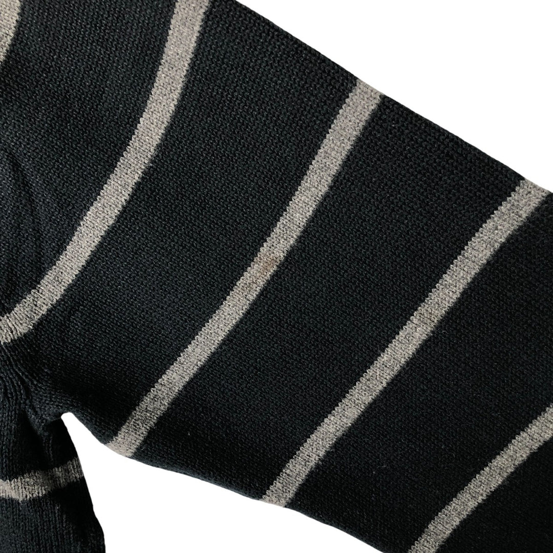 CHAPS Border Pattern Cotton Knit Sweater, Men's Size L cotton navy blue type Vintage Second Hand