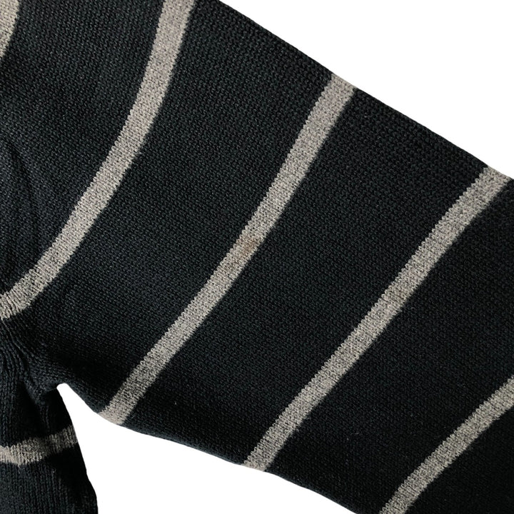 CHAPS Border Pattern Cotton Knit Sweater, Men's Size L cotton navy blue type Vintage Second Hand