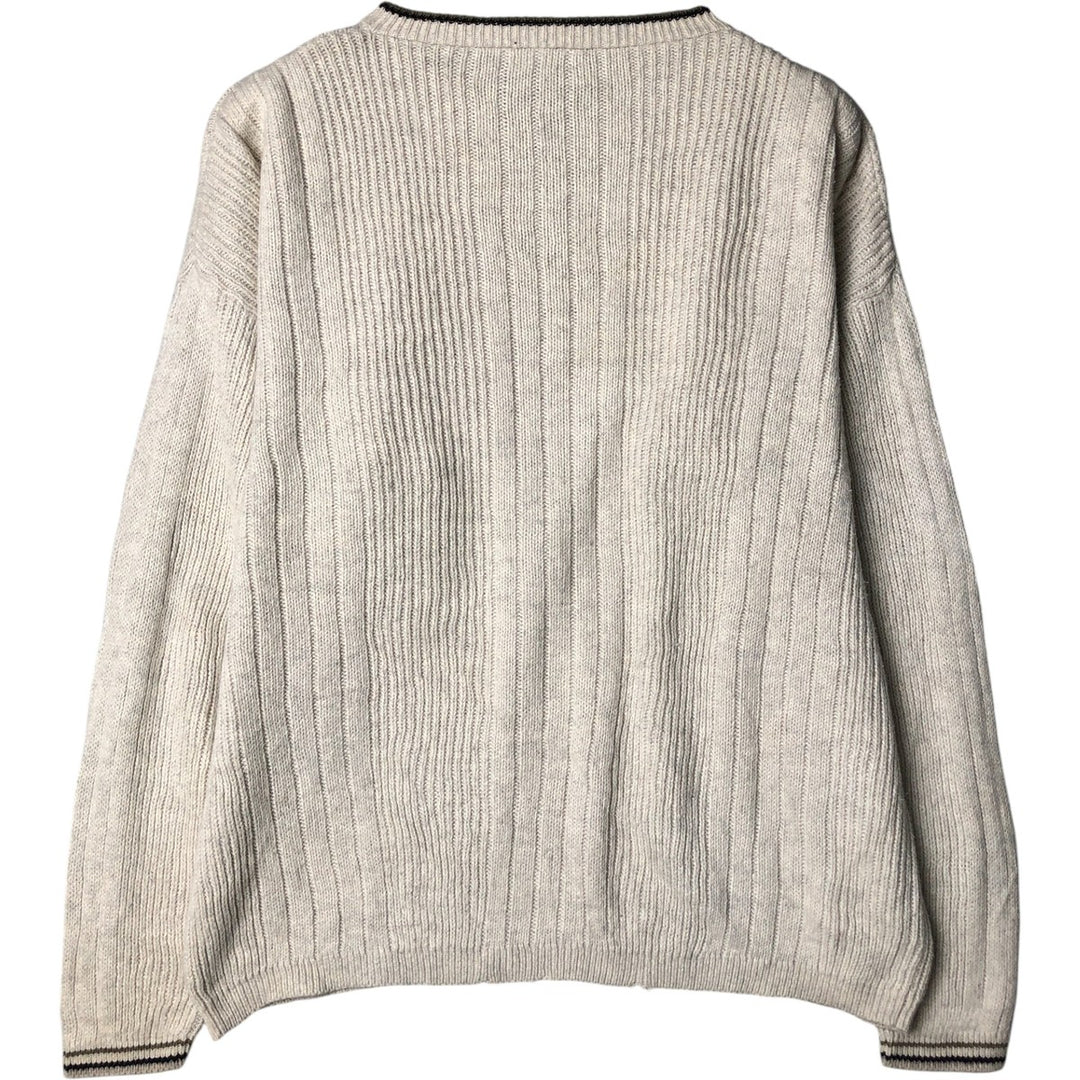 SONOMA Henley Neck Ribbed Ramie and Cotton Knit Sweater, Men's Size XL Lamy white type Vintage Second Hand